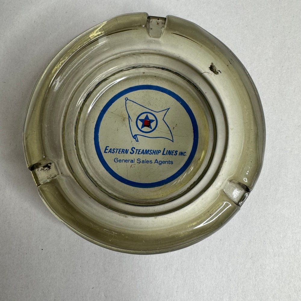 Vintage Eastern Steamship Lines Inc Glass Ashtray General Sales Agents 4" Inch